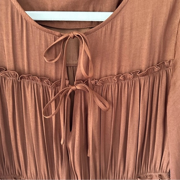 Scotch&Soda Ruffled midi-length dress in brown.Size M - Picture 2 of 6